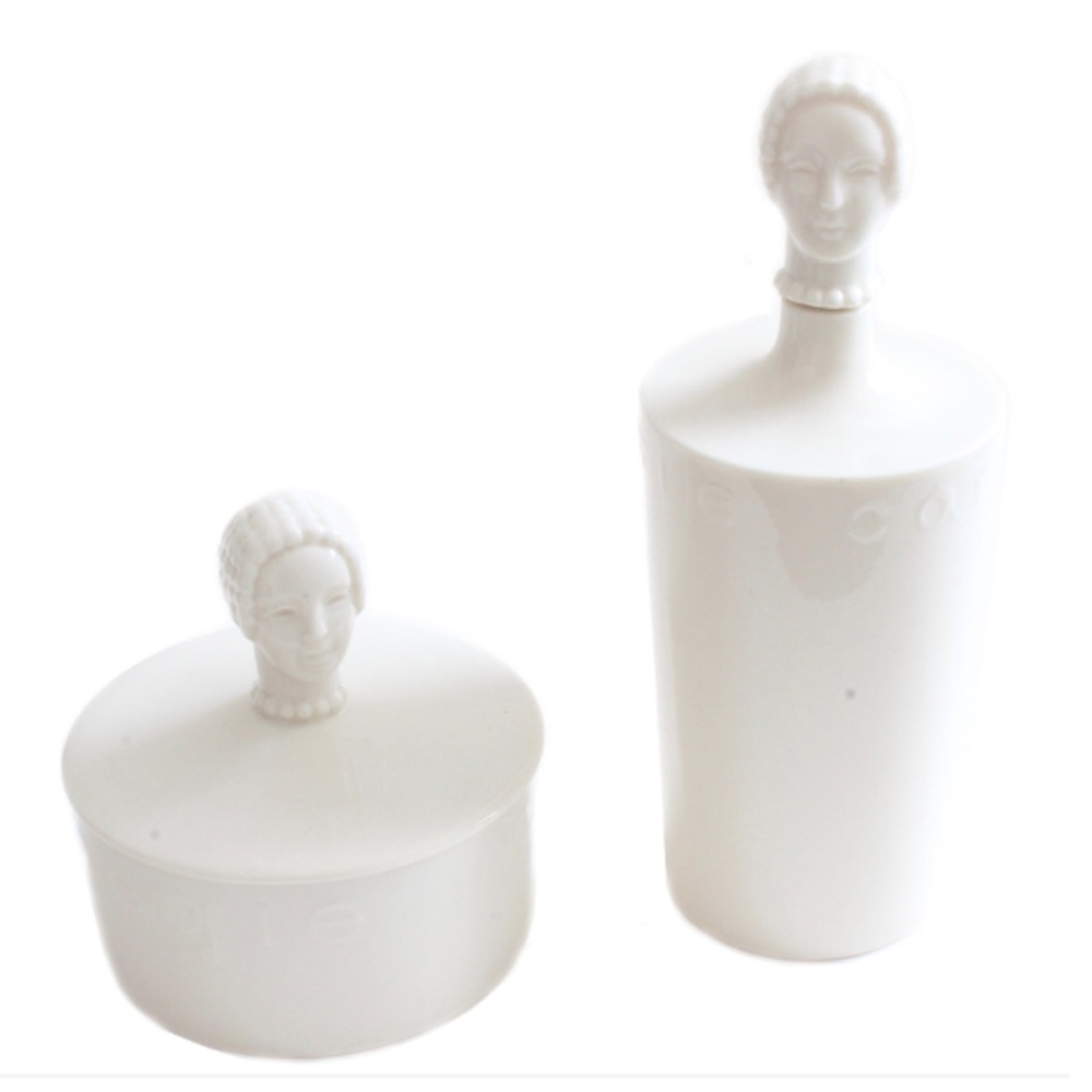 Hattie Carnegie by Lenox Porcelain Lotion & Powder Box Set Rare Vanity Decor